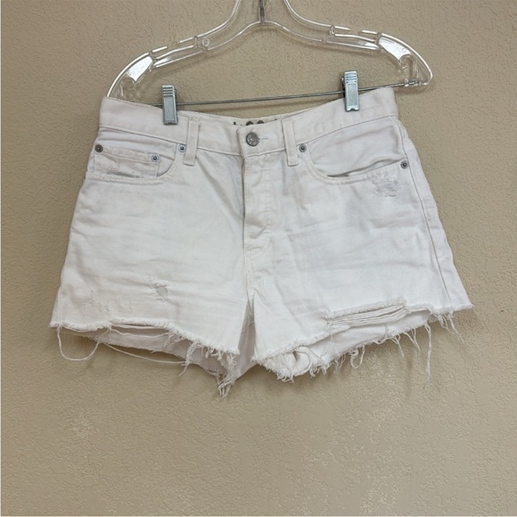 We the Free White Distressed Denim Shorts - Picture 4 of 7
